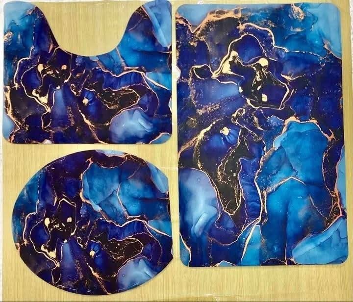 حصيرة ، مجموعات مكافحة زلق أشعث الرخام مصنع الجملة الملونة الفاخرة للماء للفنادق دش الحمام 3 قطع PVC