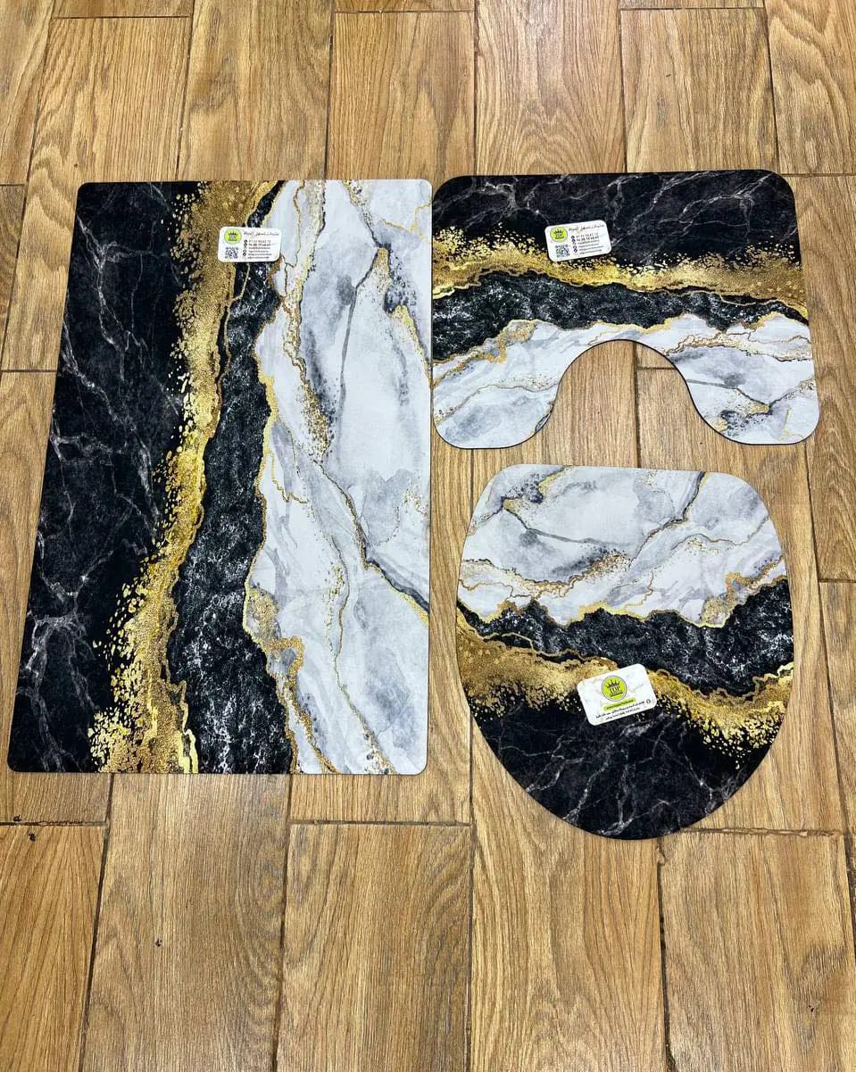 حصيرة ، مجموعات مكافحة زلق أشعث الرخام مصنع الجملة الملونة الفاخرة للماء للفنادق دش الحمام 3 قطع PVC