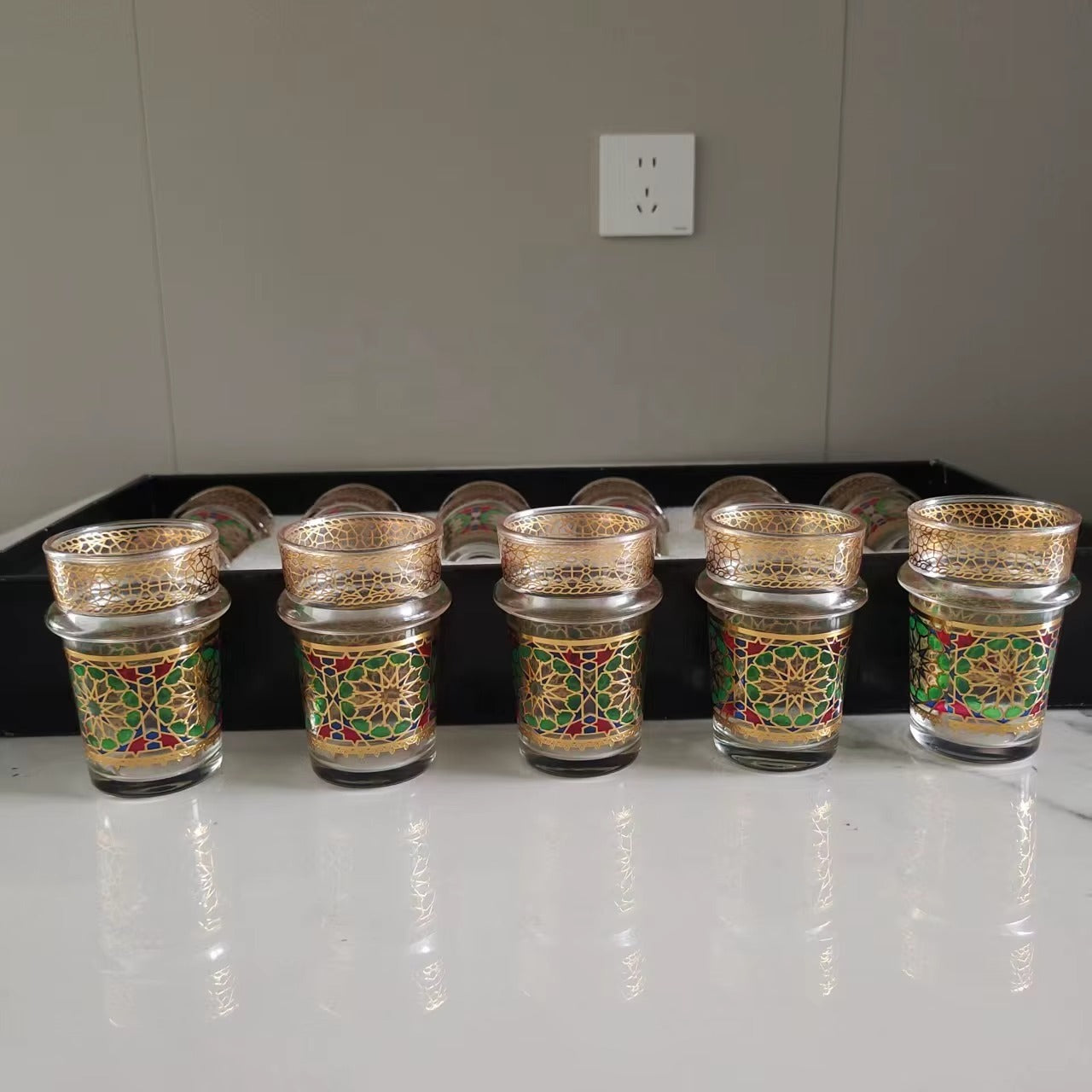 12 قطعة أكواب شاي زجاجية مغربية طقم أكواب شاي فاخرة