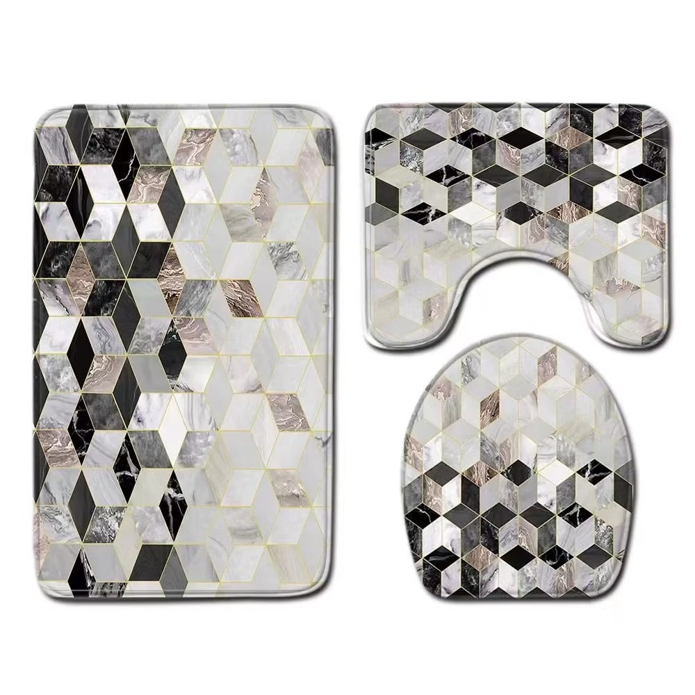 حصيرة ، مجموعات مكافحة زلق أشعث الرخام مصنع الجملة الملونة الفاخرة للماء للفنادق دش الحمام 3 قطع PVC