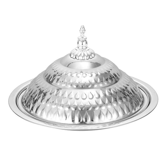 صينية تقديم للمطاعم والفنادق طبق طعام فاخر من الفولاذ المقاوم للصدأ مع طبق بوفيه غطاء