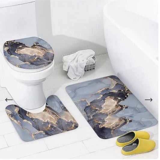 حصيرة ، مجموعات مكافحة زلق أشعث الرخام مصنع الجملة الملونة الفاخرة للماء للفنادق دش الحمام 3 قطع PVC