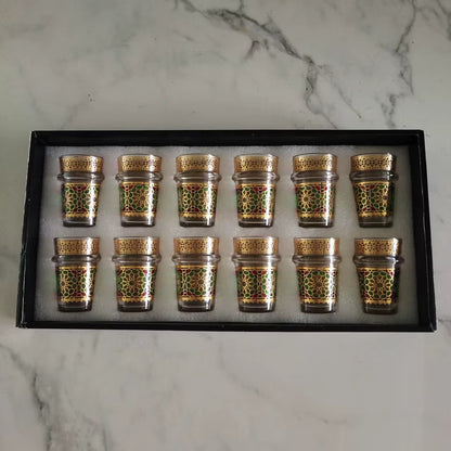 12 قطعة أكواب شاي زجاجية مغربية طقم أكواب شاي فاخرة