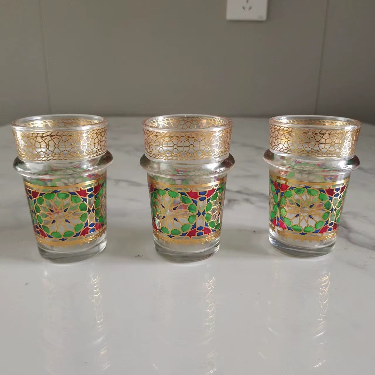 12 قطعة أكواب شاي زجاجية مغربية طقم أكواب شاي فاخرة