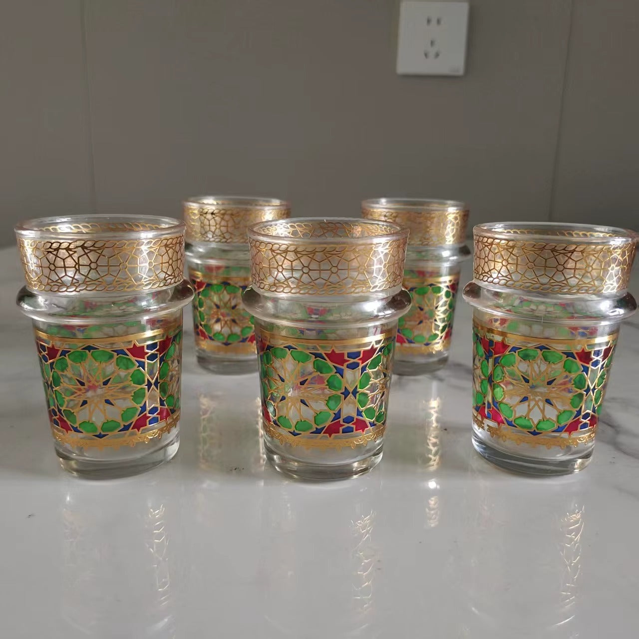 12 قطعة أكواب شاي زجاجية مغربية طقم أكواب شاي فاخرة
