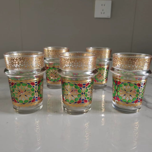 12 قطعة أكواب شاي زجاجية مغربية طقم أكواب شاي فاخرة
