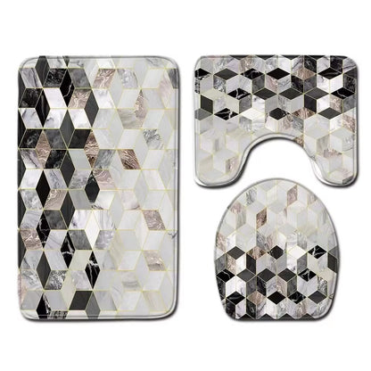 حصيرة ، مجموعات مكافحة زلق أشعث الرخام مصنع الجملة الملونة الفاخرة للماء للفنادق دش الحمام 3 قطع PVC