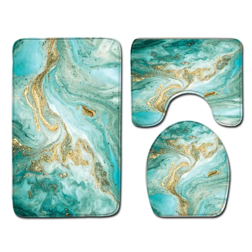 حصيرة ، مجموعات مكافحة زلق أشعث الرخام مصنع الجملة الملونة الفاخرة للماء للفنادق دش الحمام 3 قطع PVC