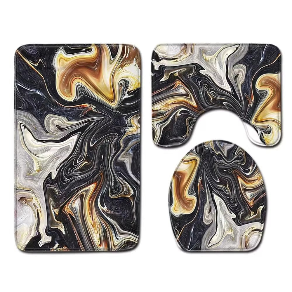 حصيرة ، مجموعات مكافحة زلق أشعث الرخام مصنع الجملة الملونة الفاخرة للماء للفنادق دش الحمام 3 قطع PVC