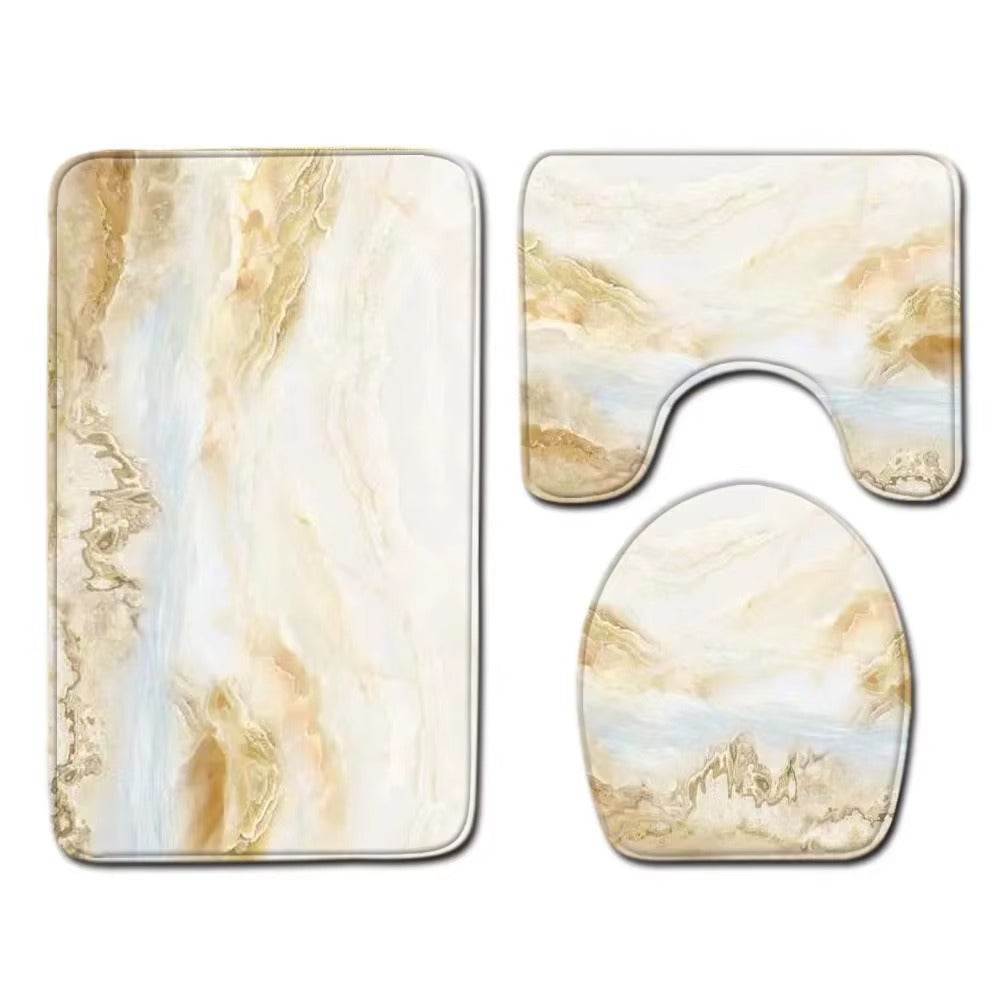 حصيرة ، مجموعات مكافحة زلق أشعث الرخام مصنع الجملة الملونة الفاخرة للماء للفنادق دش الحمام 3 قطع PVC