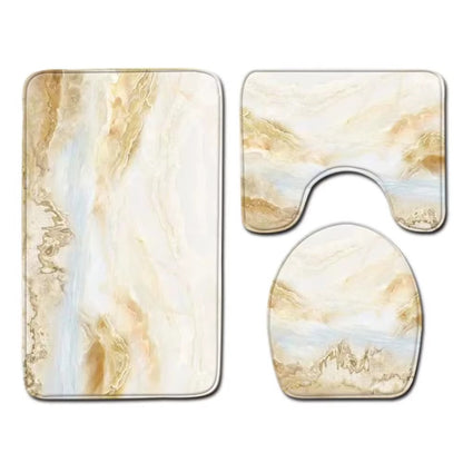 حصيرة ، مجموعات مكافحة زلق أشعث الرخام مصنع الجملة الملونة الفاخرة للماء للفنادق دش الحمام 3 قطع PVC